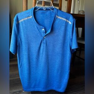 MSX Michael Strahan short sleeve, Quick Dry, royal blue/navy, Henley Size large